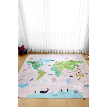 Dünya Haritası Oyun Matı 150x150 cm Bebek Çocuk Halısı Pembe Yenidoğan Yumuşak Aktivite Etkinlik Örtüsü