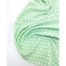 Yeşil Beyaz Minik Kare Desenli İnce Yumuşak Bürümcüklü Jarse Kumaş Elbiselik & Bluzluk 170x250cm-12731 Yeşil,beyaz