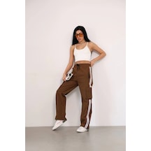 Ertaştrendstore Kadın Praşut Kargo Cepli Baggy Eşofman Alt Pantolon - Kahve Çok Renk