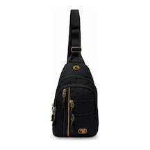 Seventeen Unisex Orta Boy Çok Gözlü Çapraz Askılı Body Bag Siyah-sarı