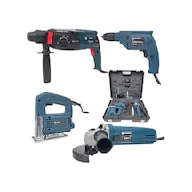 Prohummer Ph322 Elektrikli 4 Lü Mattkap Set Takımı - Kırıcı Delici, Vidalama Matkap, 125mm Avuç Taşlama, Dekupaj Testere