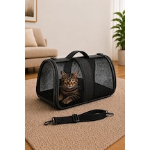 Fileli Kedi Ve Köpek Taşıma Çantası, Katlanabilir, 8 Kg, 42x25x28 Cm Siyah