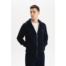 AR-MA Arma Erkek Sweatshirt Büyük Beden 3 İplik Kalın Kumaş Kapüşonlu Fermuarlı Cepli %70 Pamuk %30 Polyester K30324801502 Lacivert