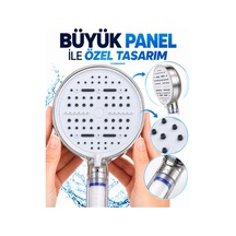 Çok Fonksiyonlu Filtreli Duş Başlığı 6 Farklı Sprey Modu Büyük Panel Beyaz Ahşap Renk Yok Uzaktan Kumanda