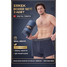 Mercan 3'lü Antrasit Modal Boxer