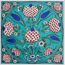 Armada Çini 20x20 Cm ED 337 Turkuaz klasik nar Desenli Eldekoru Ç