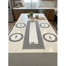 Home Desenli Desenli Runner & 4 Lü Yuvarlak Supla Takım Siyah-beyaz