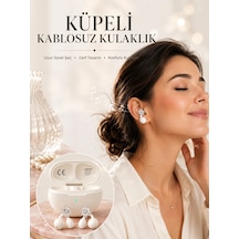 Küpeli Kablosuz Kulaklık Yeni Nesil Bluetooth Teknolojisi Beyaz