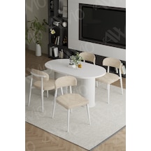 Avvio Lyon Beyaz Bohem Ayak Polo Sandalye 80x140 Mutfak Masa Sandalye Takımı