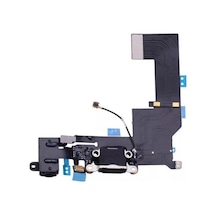 Apple Uyumlu iPhone 5S Şarj Soketi Kulaklık Soketi Mikrofon Filmli - Siyah