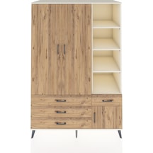 Kronos Dolap 5 Raflı 4 Çekmeceli Tek Askılı 132x59x195 Aytaşı-çam/çam Atlas Çam/atlas Çam