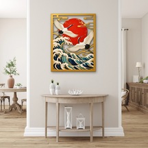 Japon Turnaları Ve Büyük Dalga Metal Tablo 62x80 Cm Çok Renkli