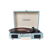 Hanamı Hem Sarjlı Hem Bluetoothlu Tüm Plakları Çalan Pikap Mavi