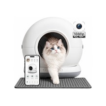 Haustier Cb002 Gri Kameralı Akıllı Otomatik Kedi Tuvaleti, App İle Uzaktan Kontrol, 72lt Hazne, 7lt Çöp Haznesi