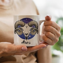 Koç Burcu -aries Baskılı Kupa Bardak Beyaz