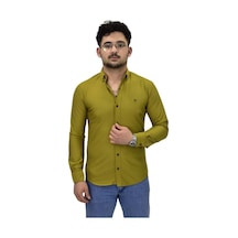 Erkek Spor Silim Fit Uzun Kol Gömlek Bgl-st04482 Yeşil