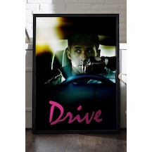 Drive Siyah Ahşap Çerçeveli Poster, Dekoratif Film Duvar Tablosu