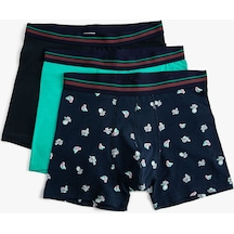 Koton 3'Lü Boxer Seti Meyve Baskılı Pamuklu Lacivert Desenli 3Slm90037Mk 3Slm90037Mk51I