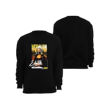 Leonardo Da Vinci - Mona Lisa Baskılı Unisex Bisiklet Yaka Sweatshirt Siyah