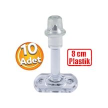 Badem10 Plastik Kapı Pencere Arkası Şeffaf Renk Tampon 8 Cm Vidalı Duvar Koruyucu Silikon Stoper 10 Adet