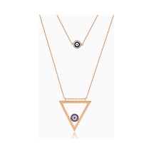Kuyumcudukkani Nazarlık İkili Kolye -37234-r-blu Rose Gold