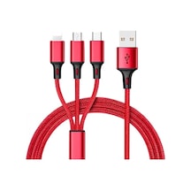 Pm-26336 3 In 1 Kırmızı 1.2 Metre Şarj Kablosu Diğer
