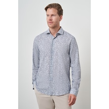 Morven Erkek Gri Keten Trend Dynamic Fit Düğmeli Yaka Gömlek 25ys004021100 Gri Gri