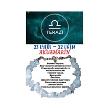 Gümüştel El Sanatları Sertifikalı Burç Taşı Terazi Burcu Akuamarin Taşı Bileklik Çok Renkli
