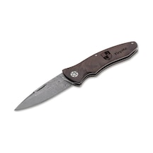 Böker Manufaktur Tirpitz Damascus Wood 42 Kamp Çakı Kahverengi