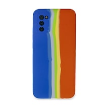 Samsung Galaxy Uyumlu A03s Kılıf Ebruli Lansman Silikon - Mavi-turuncu İtdark36592