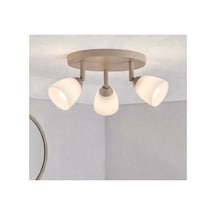Üçlü Yuvarlak Gövde Modern Mat Soft Krem Bej Renk 3 Lü E27 Duy Konik Mat Opal Beyaz Camlı Yarı Sıva Üstü Tavan Camlı Avize Yön Verilebilir Hareketli Salon Avizesi Siyah