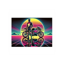 Neon Motosiklet Ve Renkler Mdf Poster
