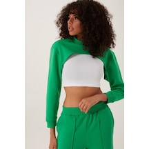Quhox Kadın Oversize Crop Yeşil