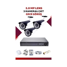3 Kameralı Set - 5mp Sony Lensli Full Hd Gece Görüşlü Güvenlik Kamerası Sistemi - Wg5ır4vrh6