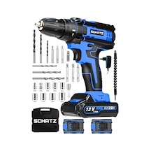 Schatz M320i485 12V Darbeli Li-ion Çift Akülü Bakır Sargılı Şarjlı Vidalama Matkap 24 Parça Setli
