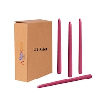 24 Lü Bordo Renk Konik Şamdan Mum Bordo