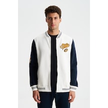 AR-MA Arma Erkek Pamuklu Regular Fit Dik Yaka Baskılı Cepli Kolej Mont Sweatshirt 001