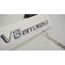 Dk Tuning Benz V8 Biturbo Çamurluk Yanı Logo Amblem 2 Li Set 01-gümüş