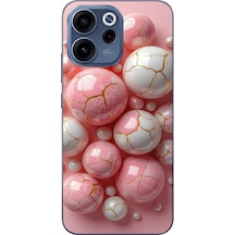 Oppo Reno 15f Uyumlu Pembe Beyaz Kırık Toplar Baskılı Silikon Kılıf Renkli