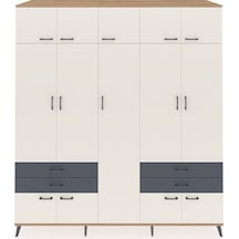 Kronos Dolap 12 Raflı 4 Çekmeceli 2 Askılı 220x59x243 Çam-aytaşı/antrasit Aytası/antrasıt