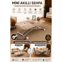 Akıllı Sehpa Mini Juppo Çalışma Masası Yemek Masası Yer Sofrası Çok Amaçlı Krom Kaplama Antiklayt
