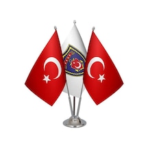 Masa Üstü Deniz Kuvvetleri Bayrağı Türk Bayrağı Üçlü Krom Direk M