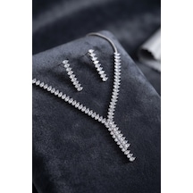Arpa Zirkon Taşlı Su Yolu Kolye Ve Küpe Set Tj-bko11156 Altın - Çok Renkli
