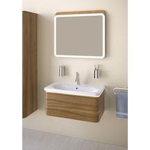 Nest Trendy 5686b003-1072 Tezgah Lavabo, 80 Cm, Beyaz Açık Ceviz