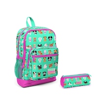 Coral High Yavru Köpekler İlkokul Çanta Seti - Yeşil/Pembe