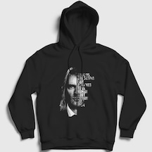Presmono Unisex Ashamed Nirvana Kurt Cobain Kapüşonlu Sweatshirt Siyah