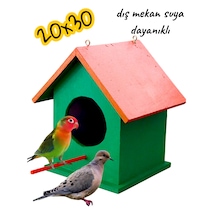 Ahşap Kumru Güvercin Cennet Papağanı Kuş Yuvası Dış Mekan Suya Dayanıklı 20x30 Cm