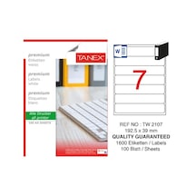 Tanex Tw-2107 - 192.5 X 39 MM Laser Etiket 100 Adet