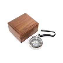 Himarry Ahşap Kutulu Krom Pusula