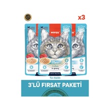 Wanpy Pouch Ton Balıklı Yaş Kedi Maması 3lü Fırsat 3x70gr